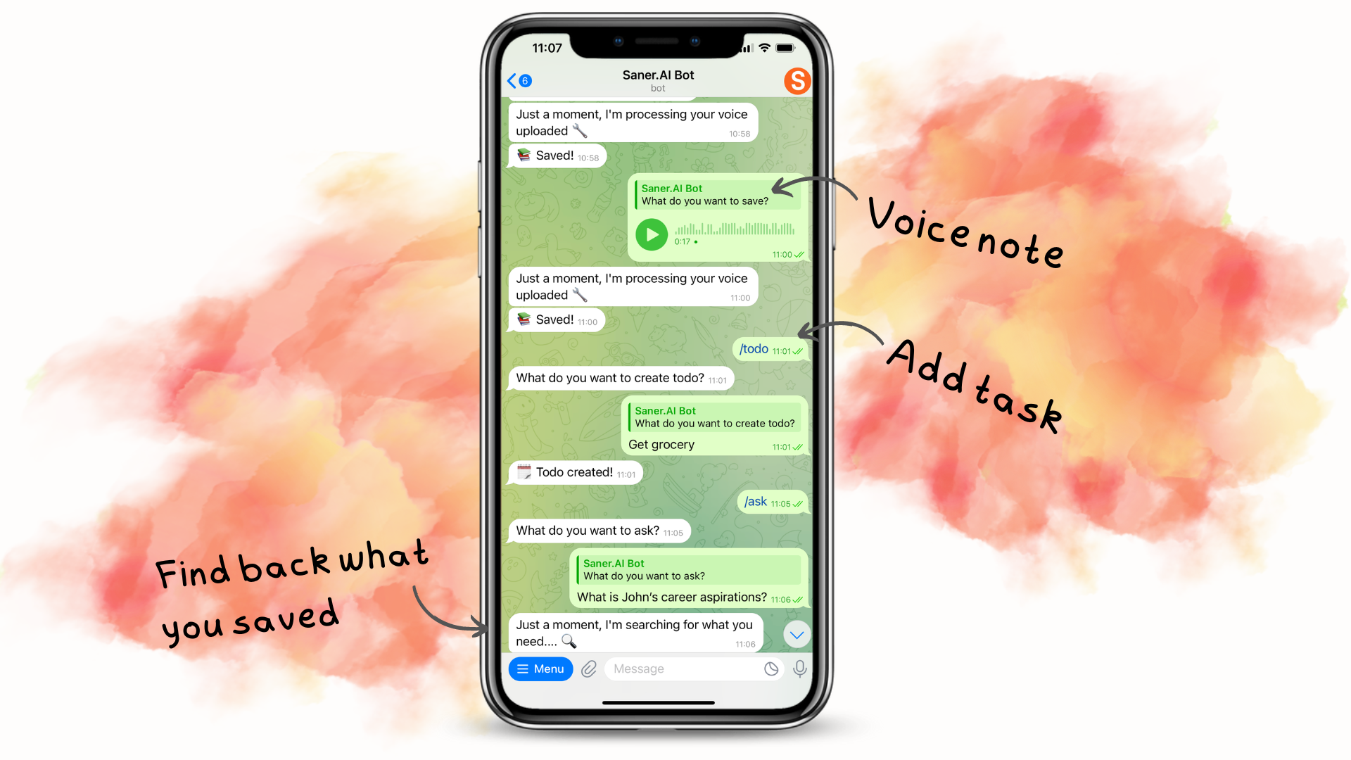 Telegram - AI Note taking app - ADHD note taking app - Productivity app for ADHD