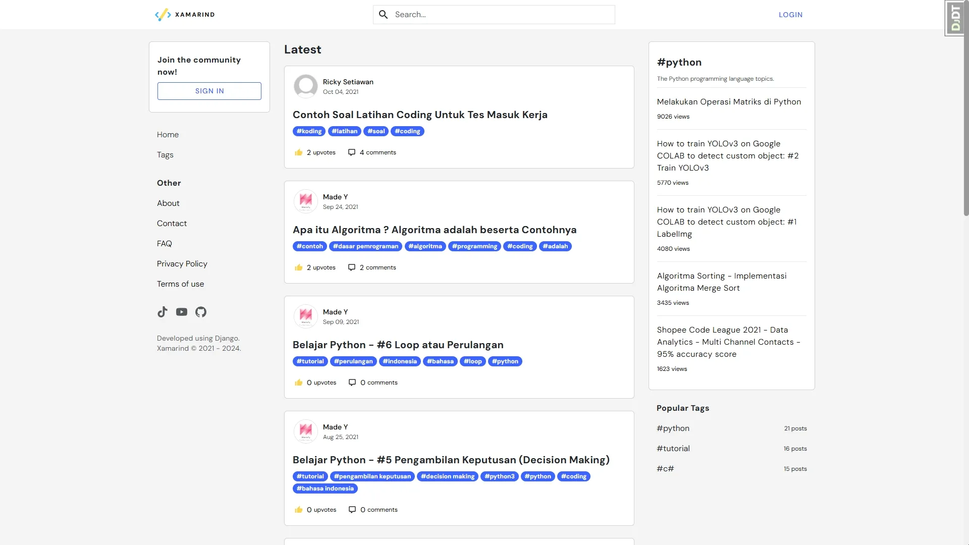 xamarind blogging platform
