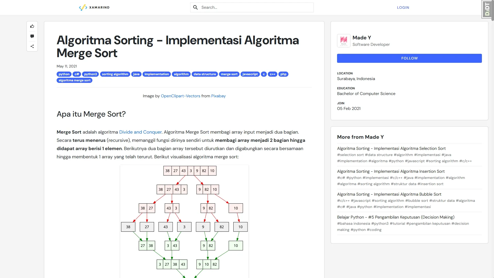 xamarind blogging platform article page