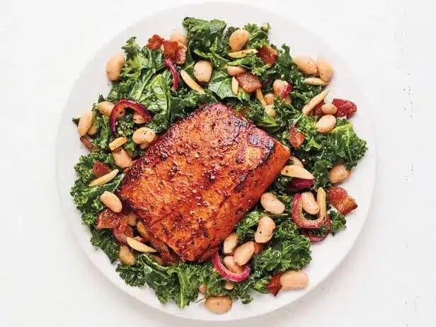 Salmon Salad with Crispy White Beans & Broccoli