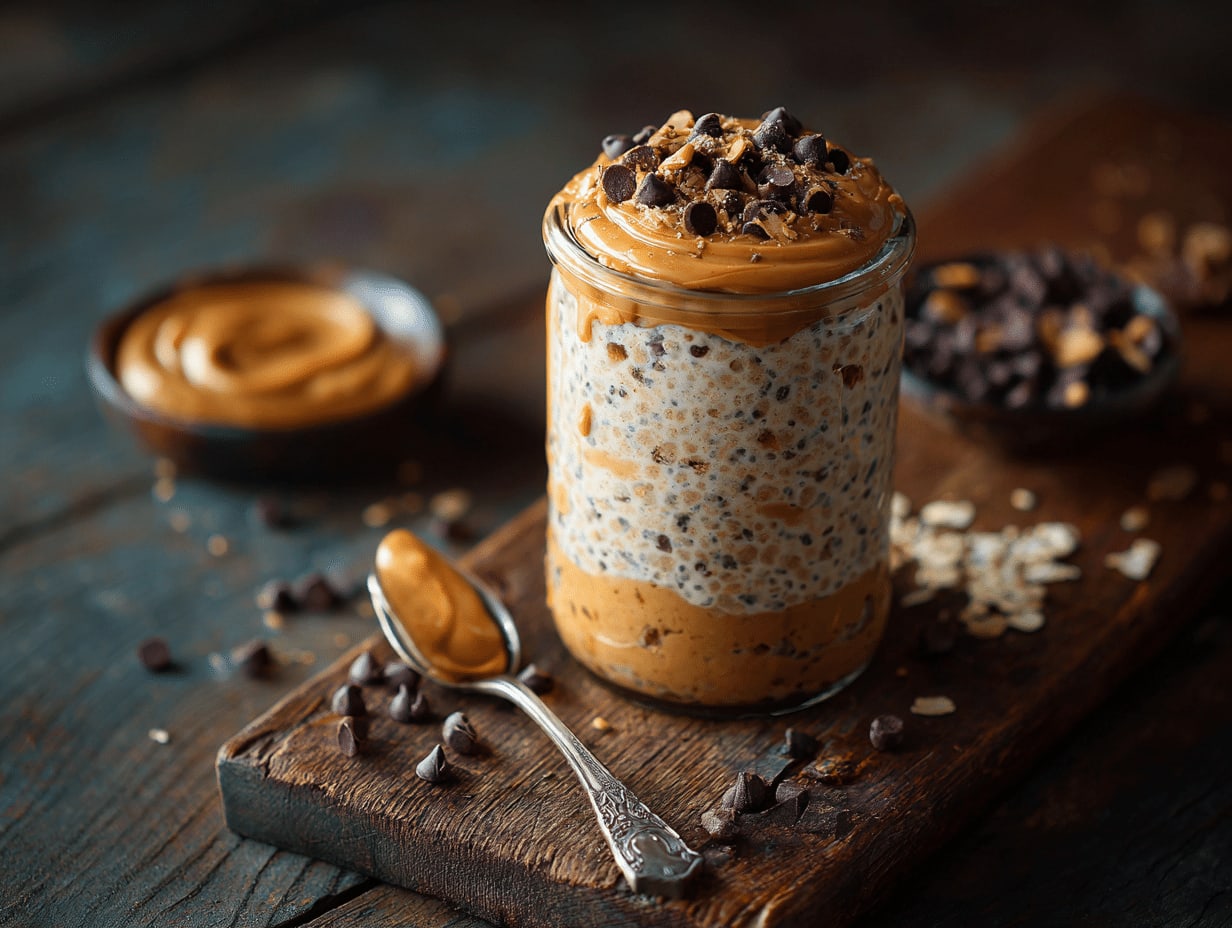 High Protein Peanut Butter Cookie Dough Overnight Oats