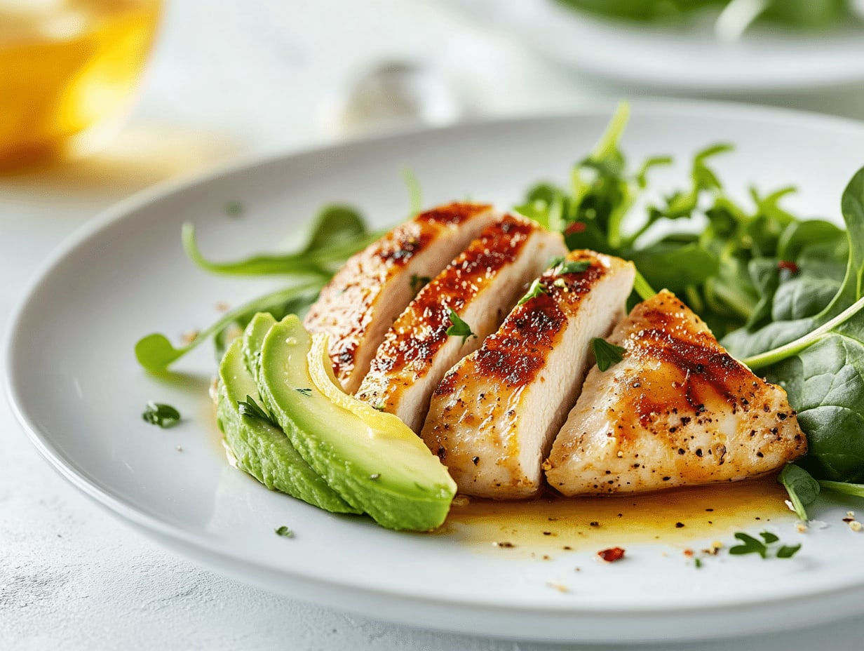 Lemon-Garlic Chicken with Spinach & Avocado Recipe