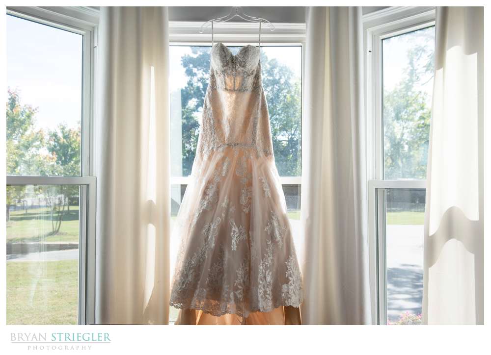 dress hanging in window