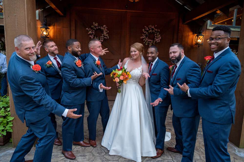 bride with groomsmen