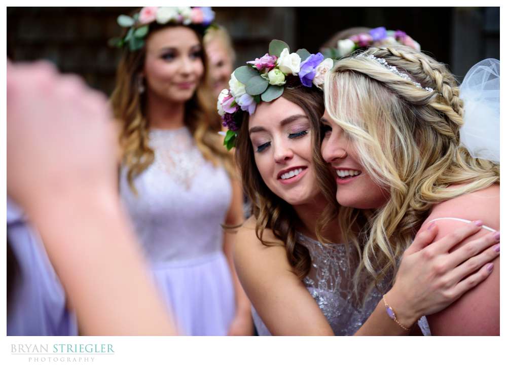 hugging bride