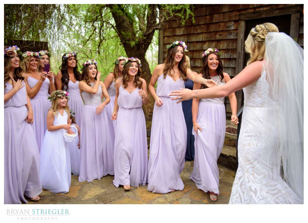 first look with bridesmaids