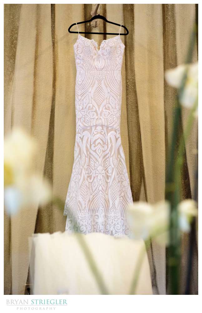 Hanging wedding dress