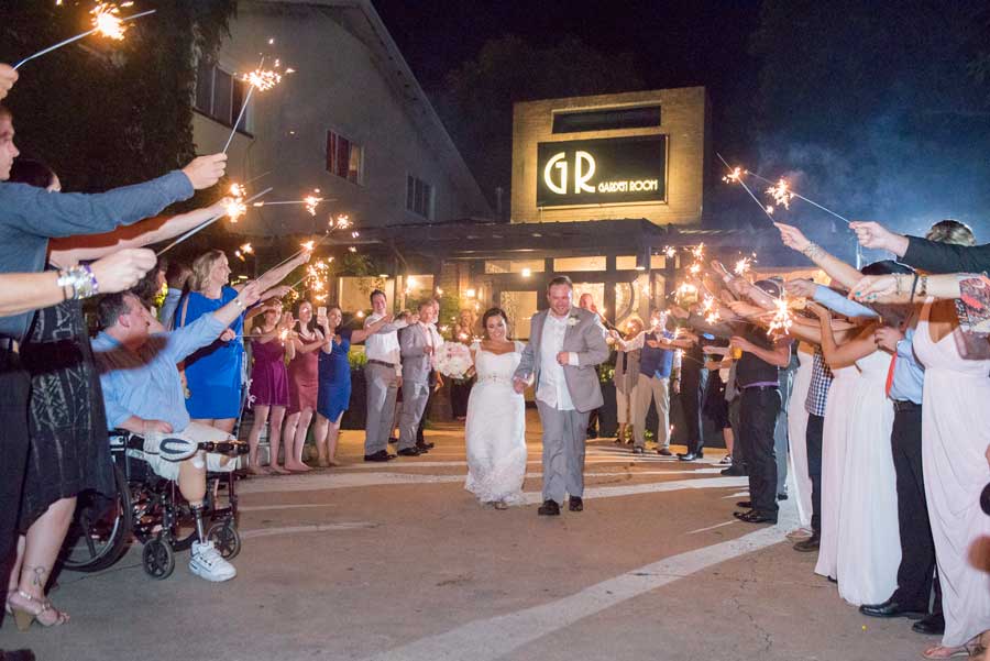 sparkler exit at Garden Room in Fayetteville