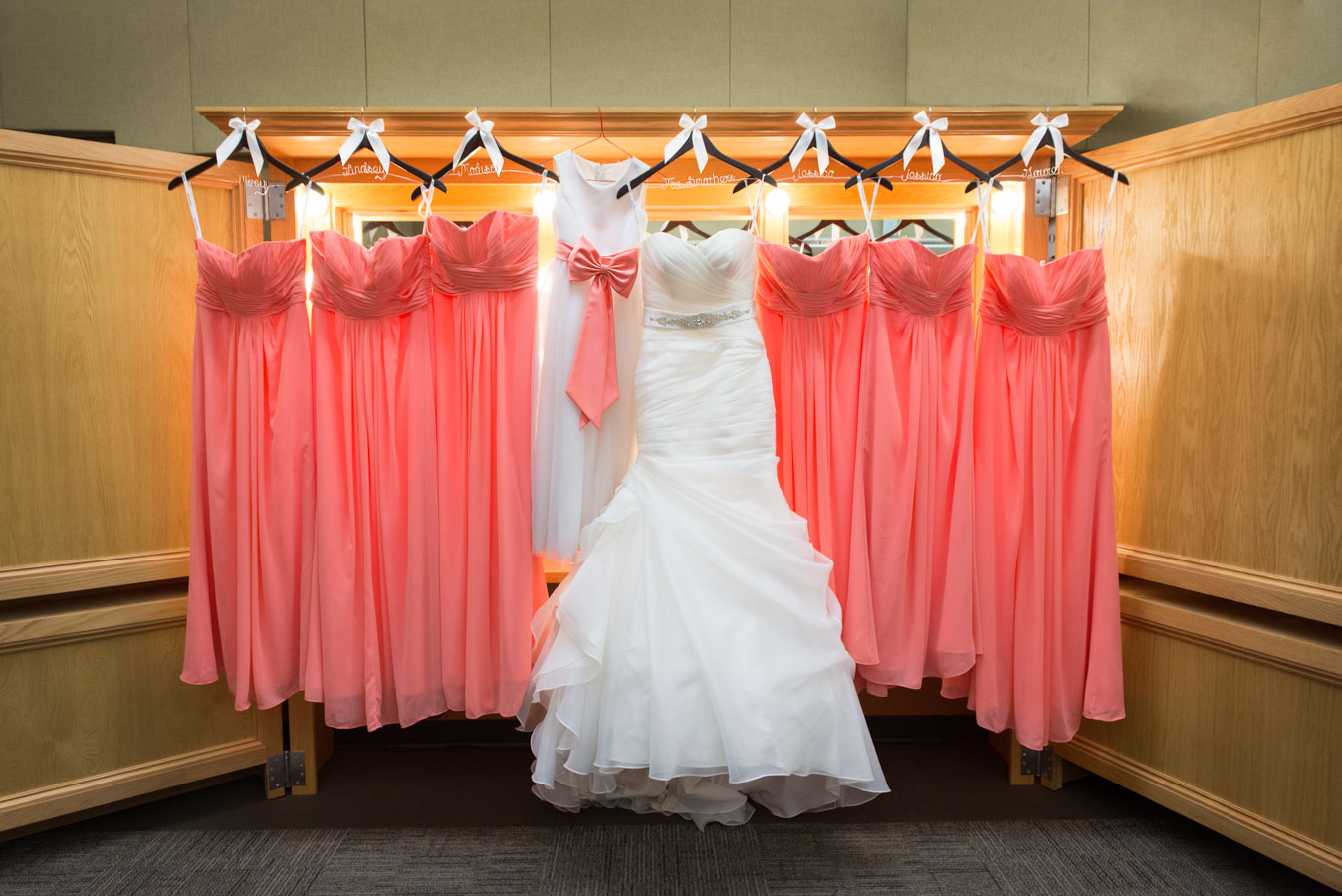 wedding dress and bridesmaids dresses