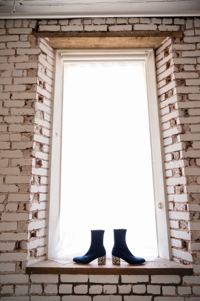 bridal shoes in window