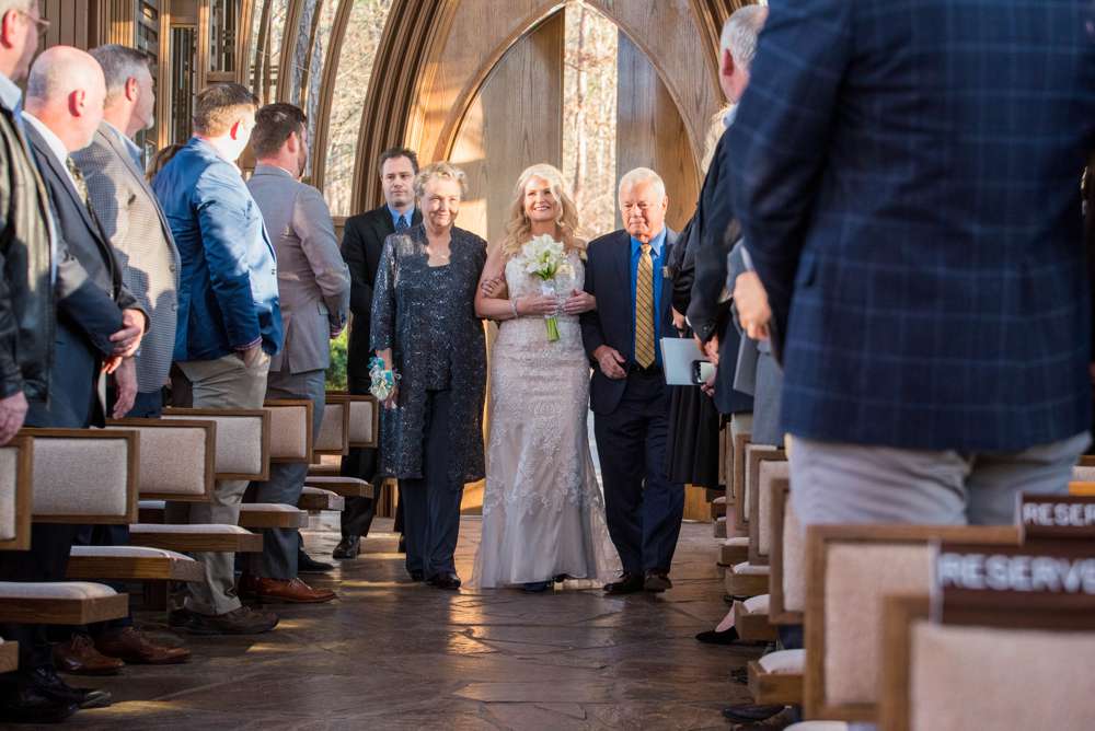 bride coming down the aisle at Mildred B. Cooper