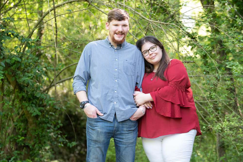 engagement photos in the woods