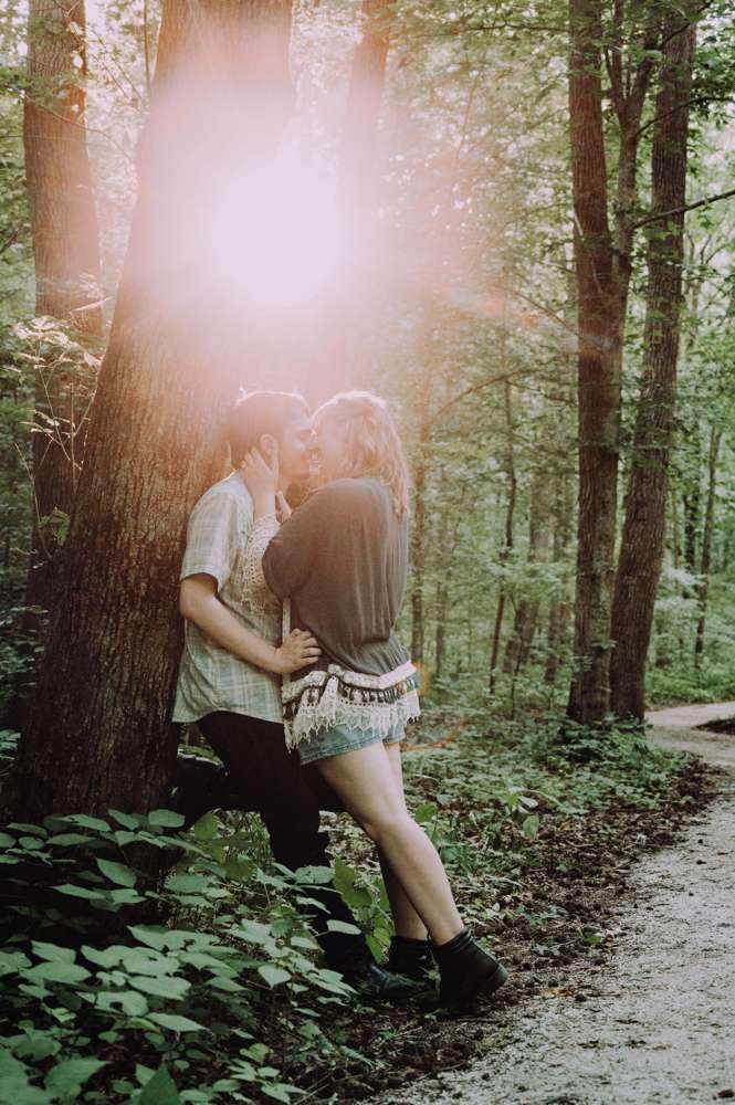 sunburst behind couple
