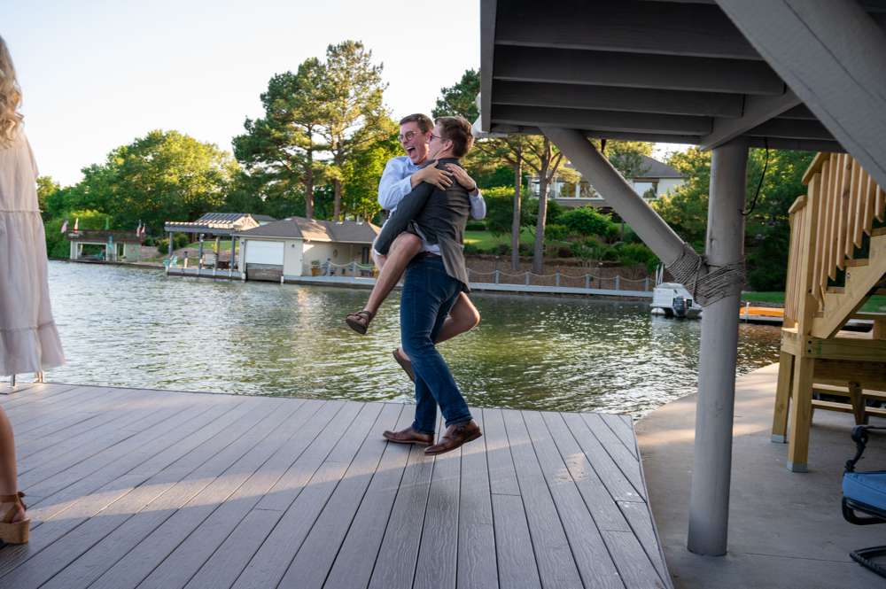 guys celebrating proposal