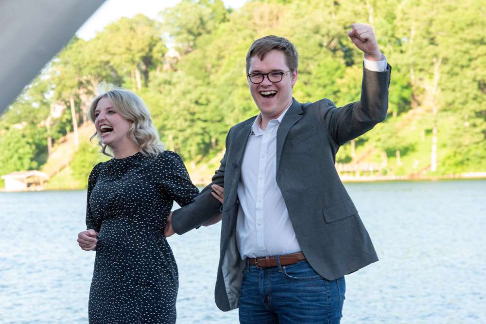 guy celebrating after proposal