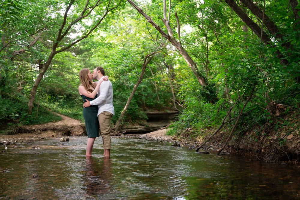 engagement photos in a creek
