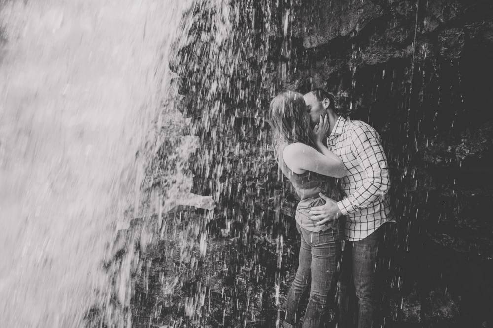 engagement photos under waterfall