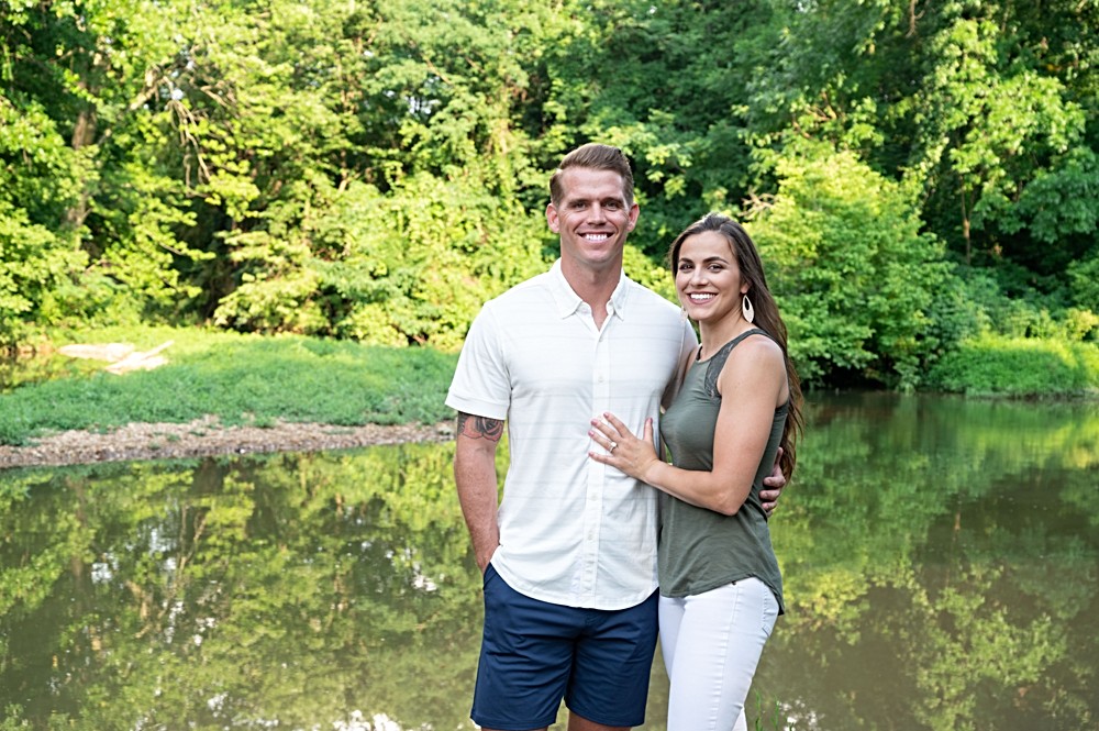 Engagement photos with creek