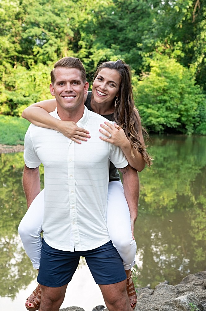 engagement photos in front of a creek