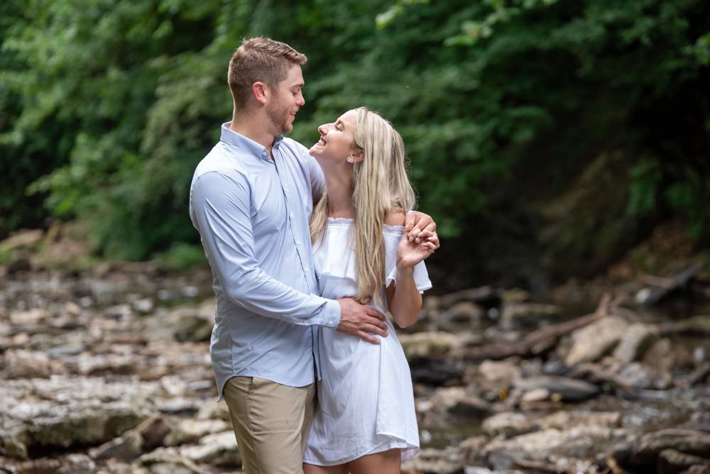 engagement photos in a creek