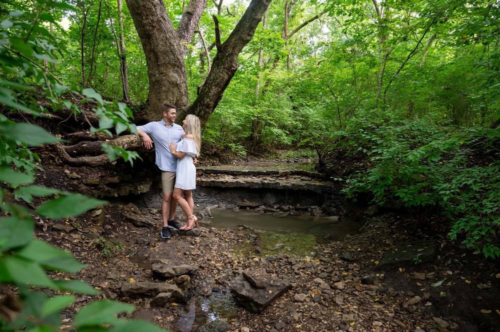 engagement photos in the woods
