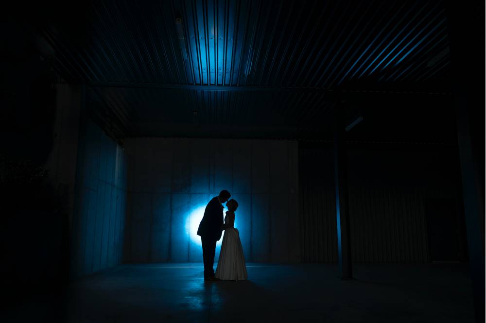 silhouette with blue gel at Osage House