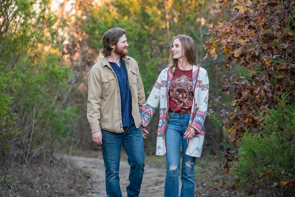 engagement photos with pine trees