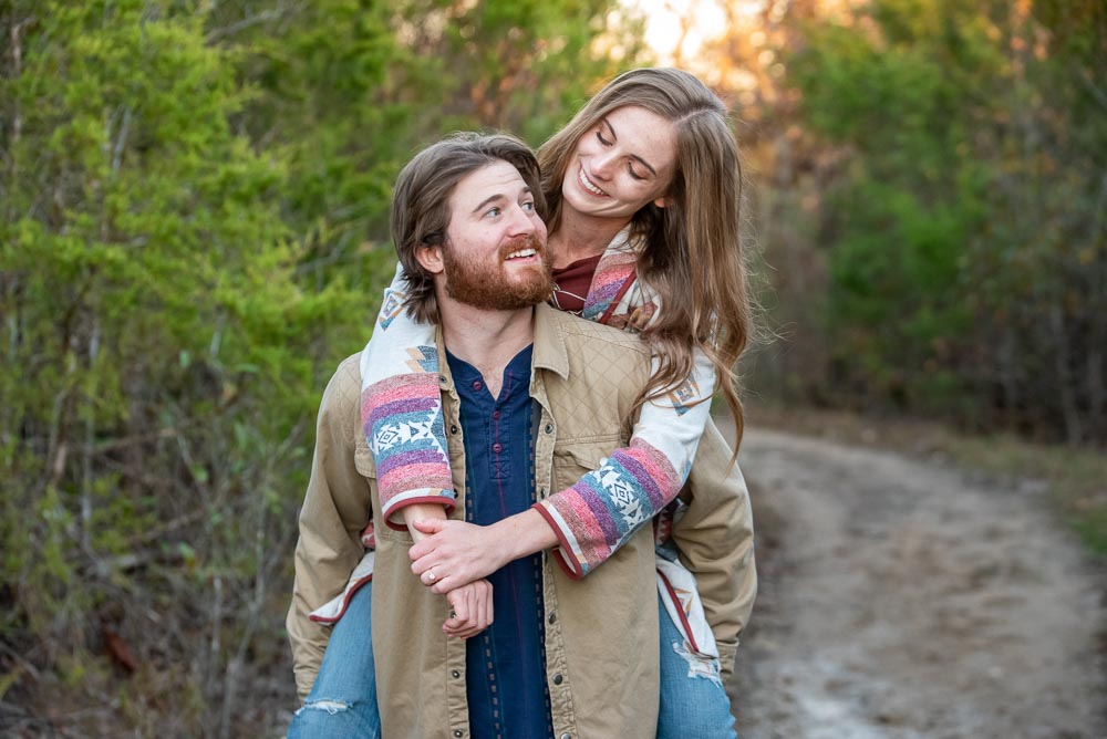 piggy back ride during engagement session