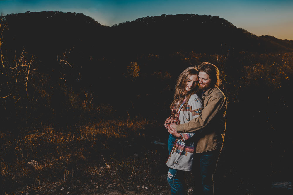 dramatic sunset engagement photo