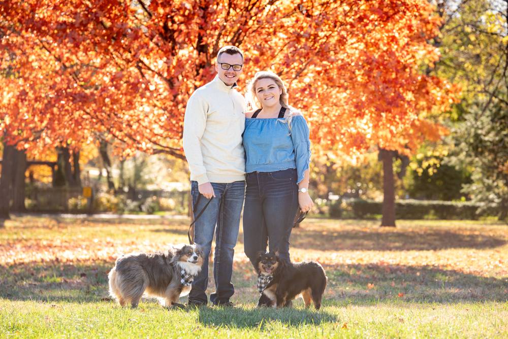 couple with fall leaves