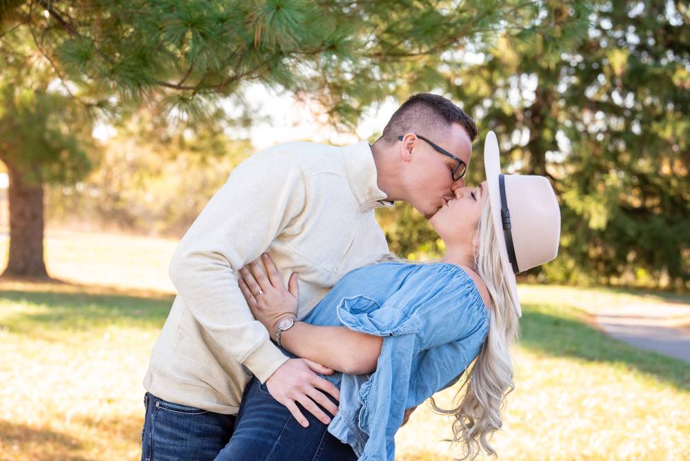 engagement photo with hat