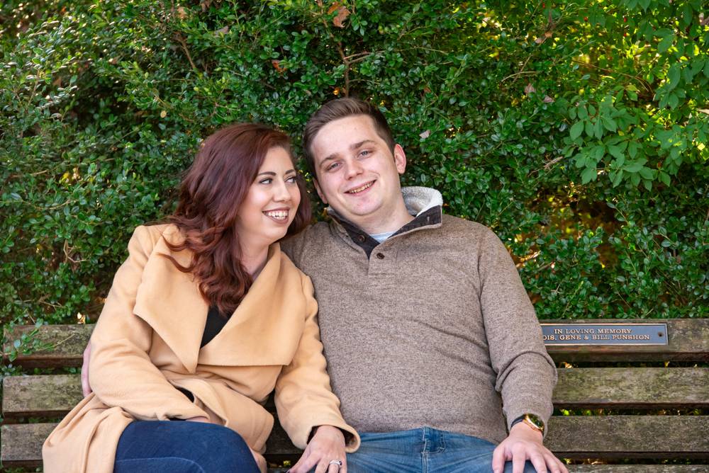 couple sitting on bench at Queeny Park