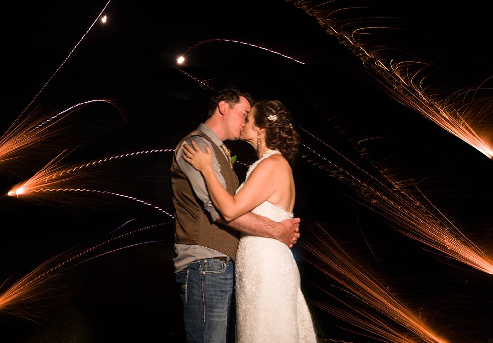 Roman Candle long exposure wedding photo