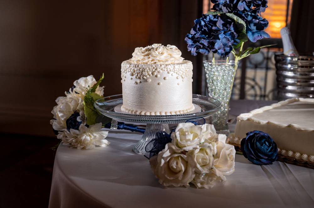 wedding cake with white details