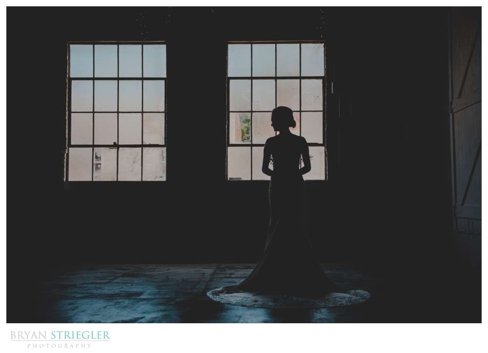bridal portrait silhouette in front of windows