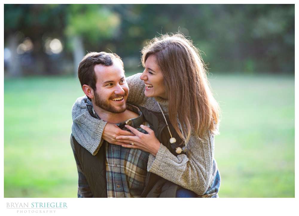 piggyback ride engagement photo
