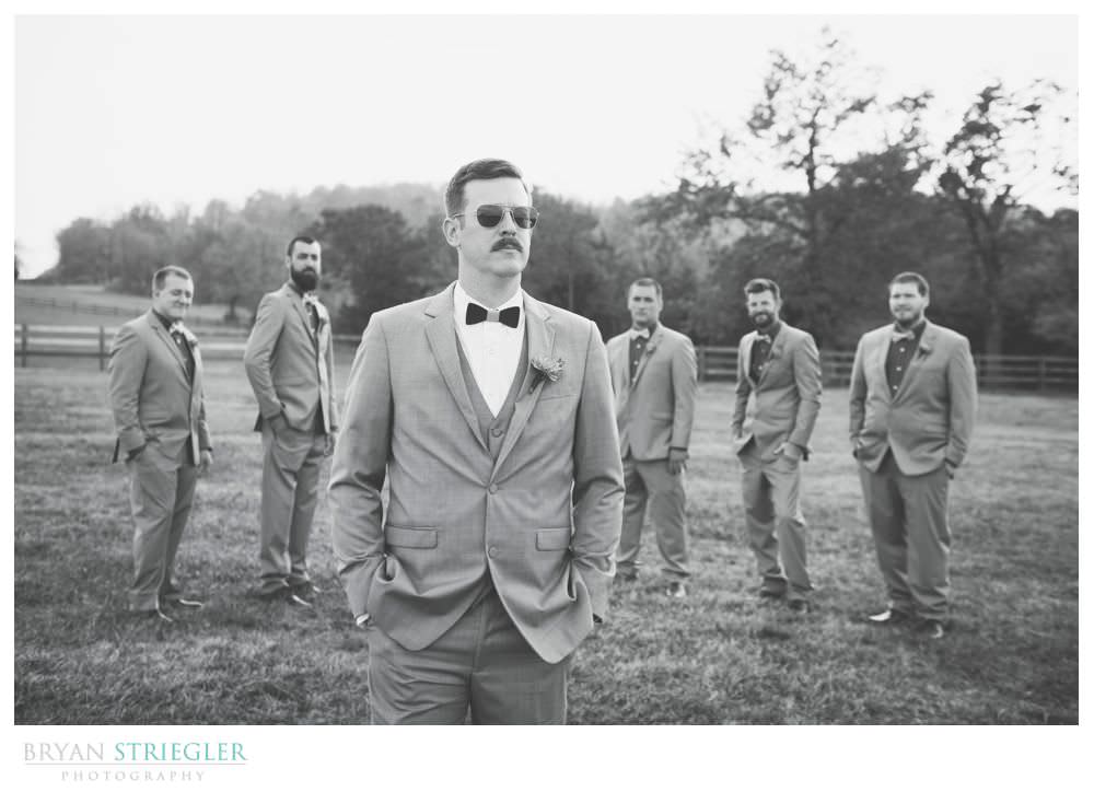 groomsmen looking cool in black and white