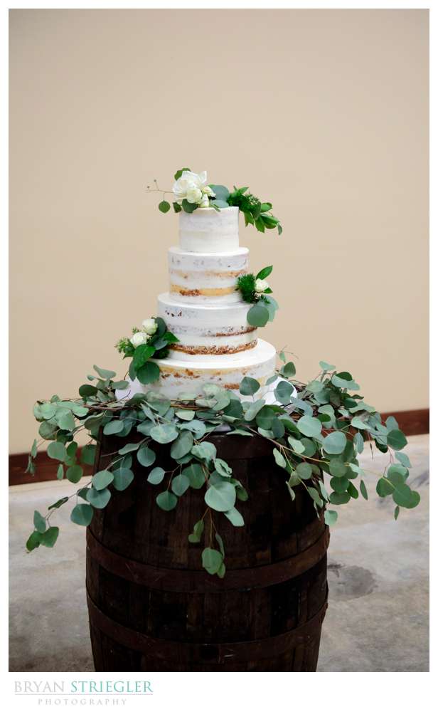 wedding cake with eucalyptus