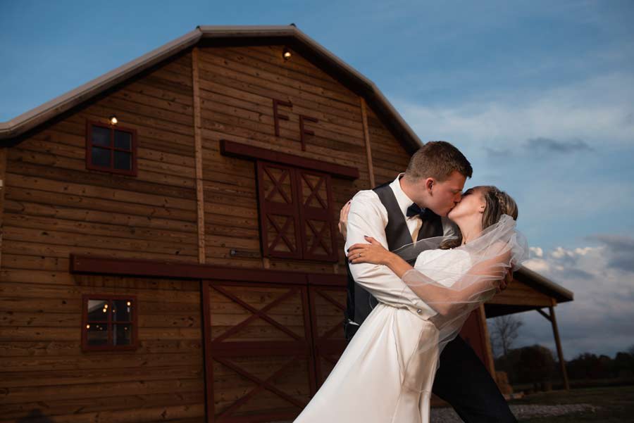 wedding in front of Fritchie Farms wedding venue