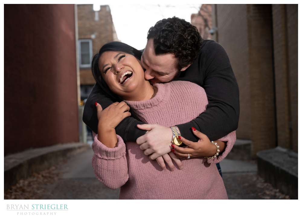 laughing engagement photo