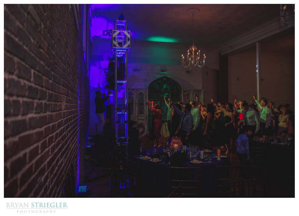 wide angle of dance floor at a Ravington wedding