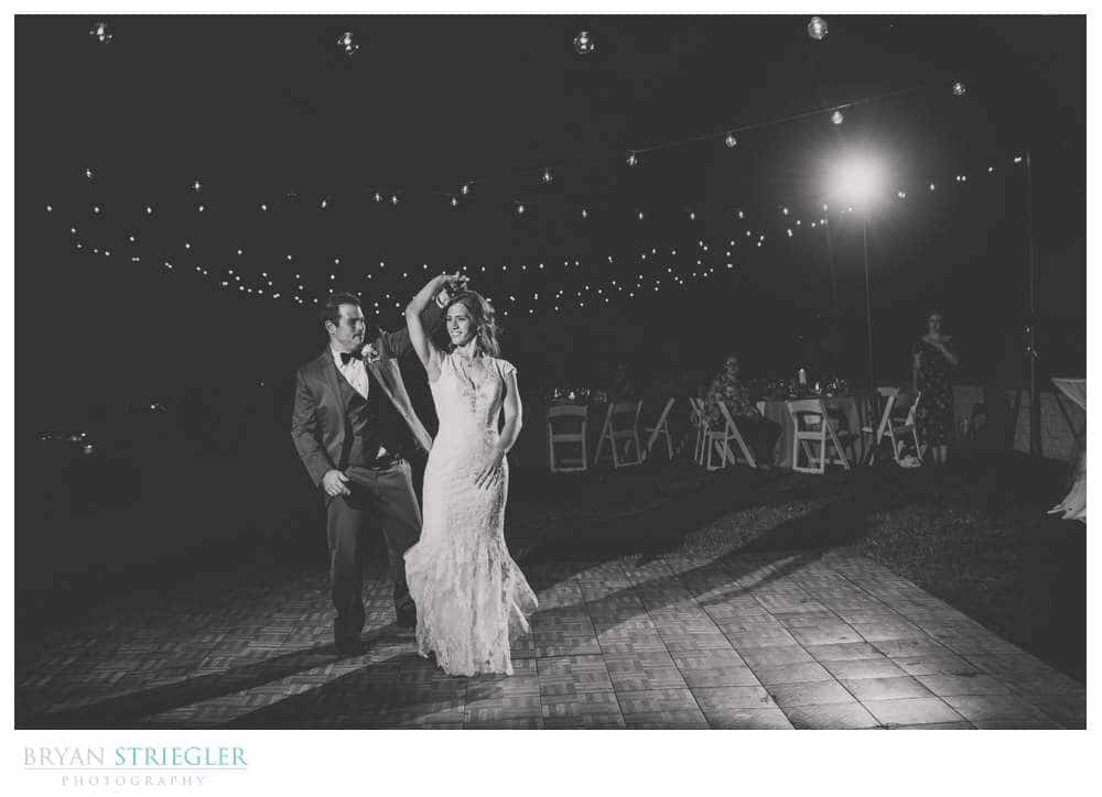 first dance with lights in background