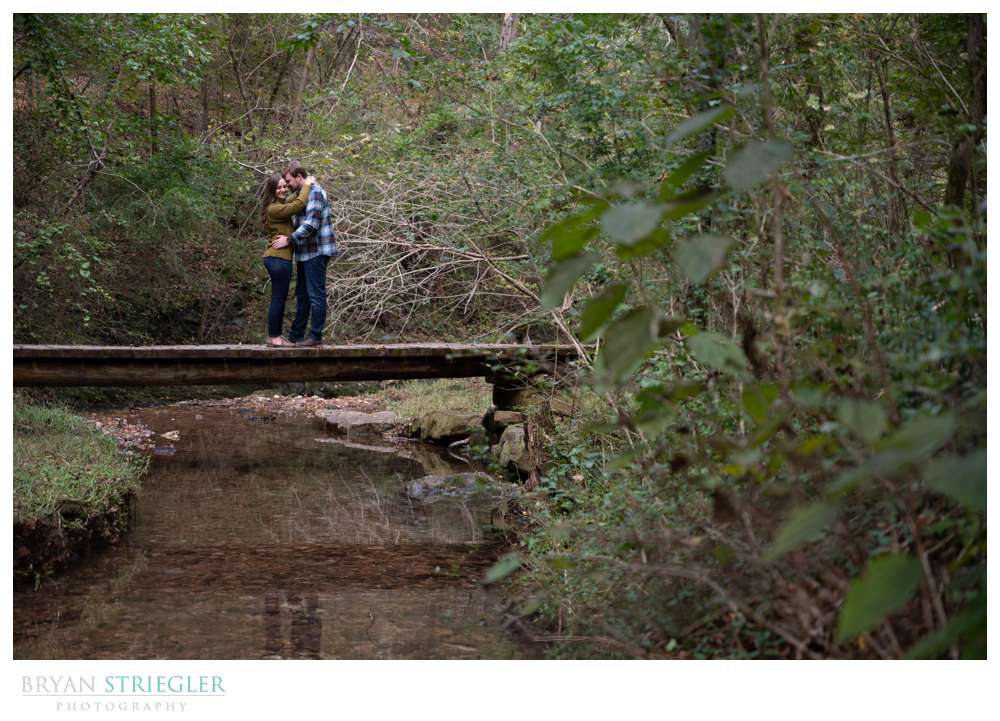 couple on bridge over creek