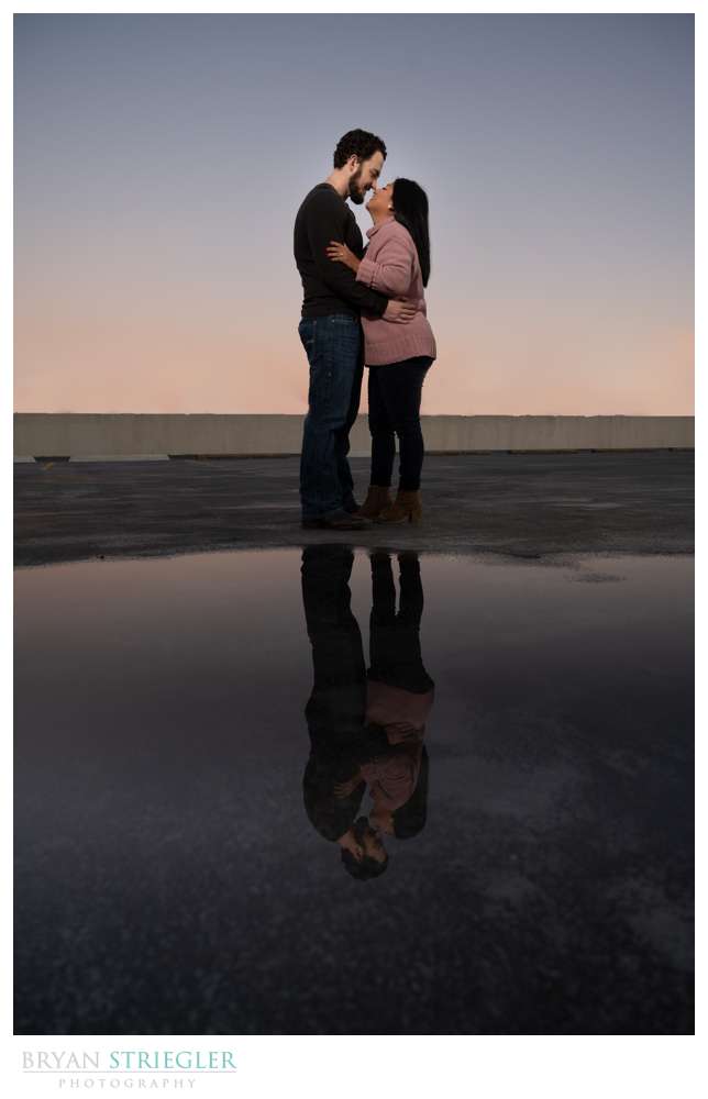 engagement photo with a reflection
