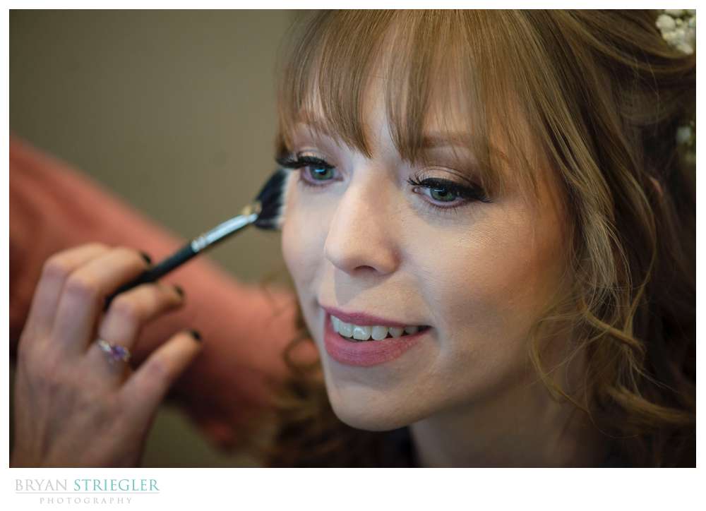 close up of bride with makeup