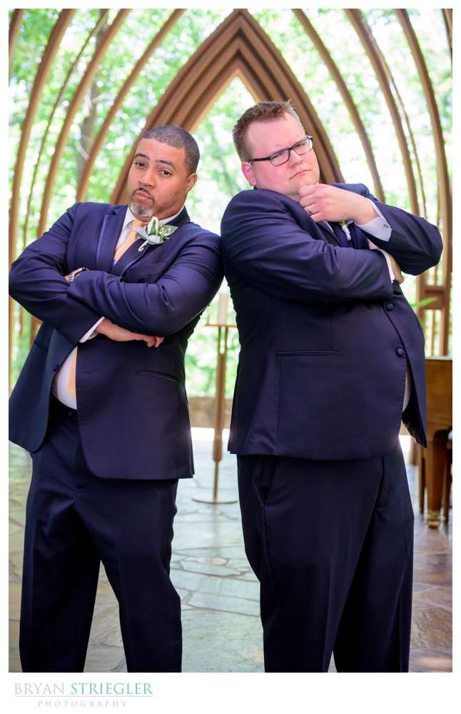 Groom acting goofy