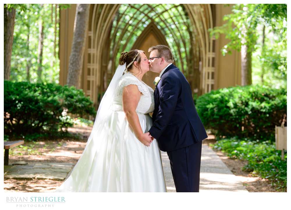 kissing in front of Mildred B. Cooper Chapel
