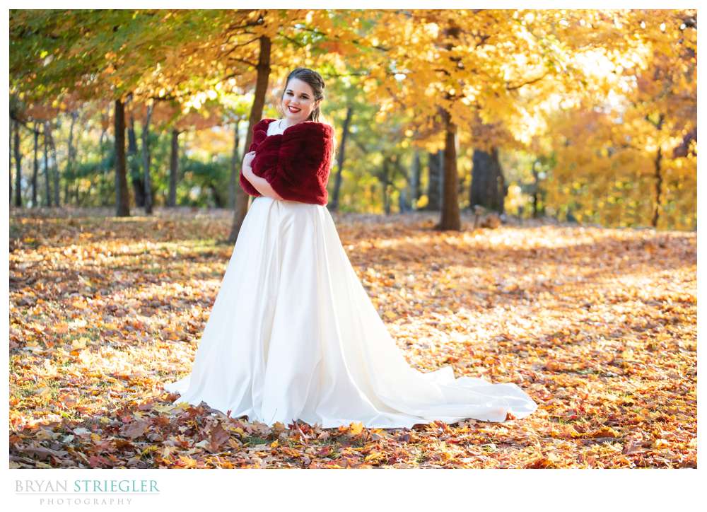 bridal portrait in the fall