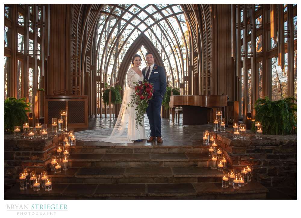 wedding ceremony with candles on stage