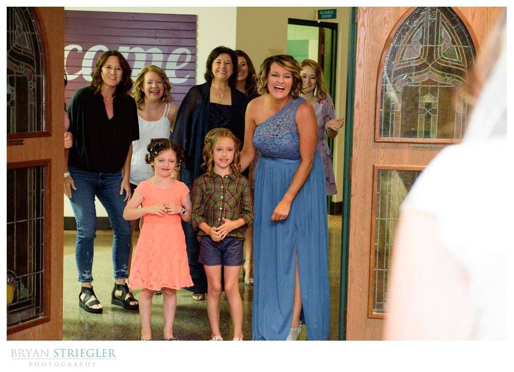 first look with bridesmaids